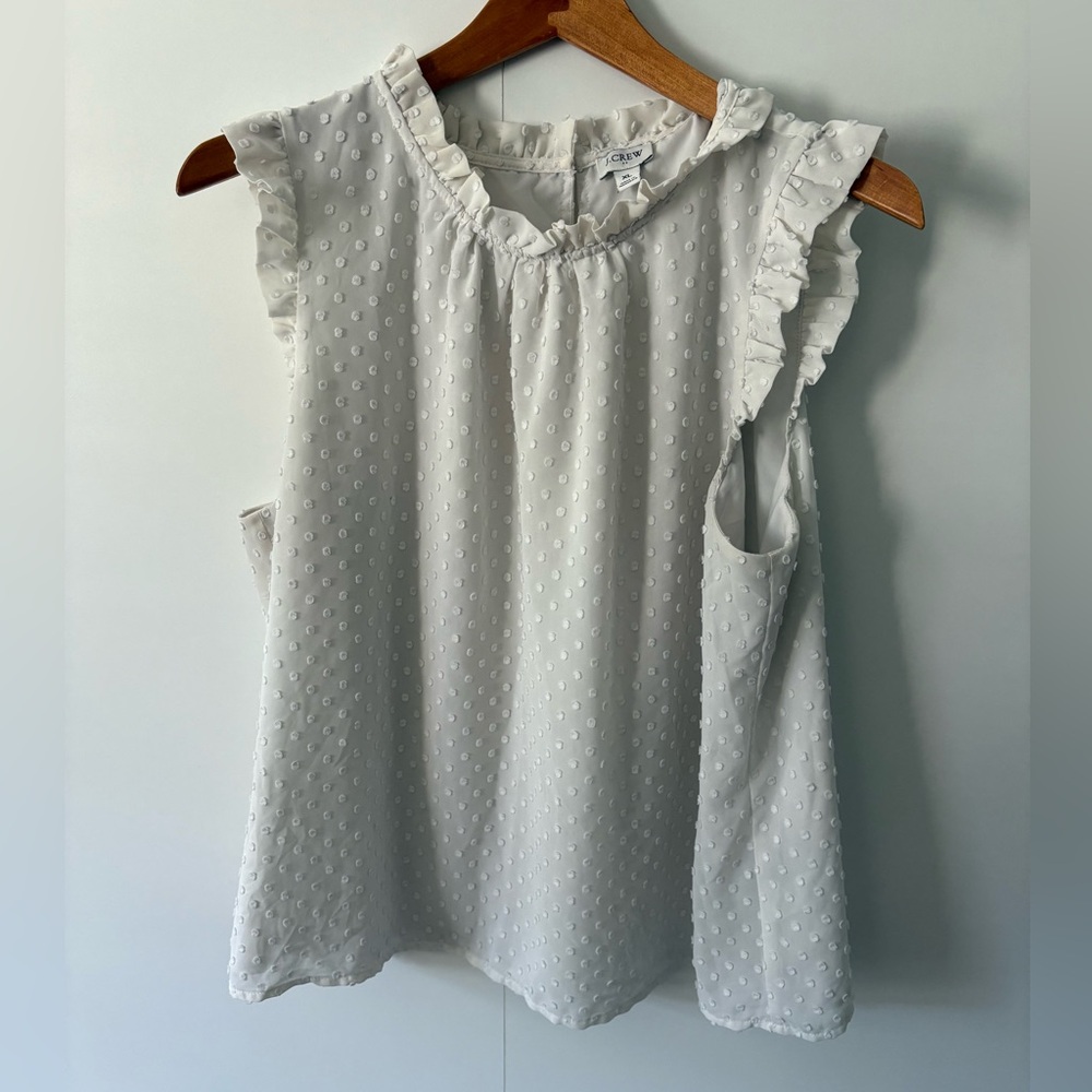 J. Crew Factory ivory ruffle neck tank